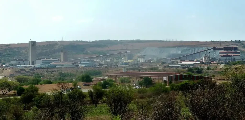 Surface buildings and headgear of the Mponeng gold mine, Gauteng, South Africa